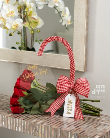 Elegant Rose Premium Purse featuring a clear plastic design with fresh roses, perfect for luxurious gifts and special occasions