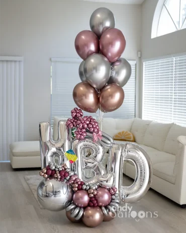 Large happy birthday balloon arrangement, perfect for making a bold statement at any birthday celebratio