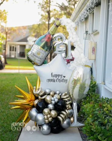 Large anniversary balloon bouquet display, perfect for creating a spectacular piece to celebrate love and milestones
