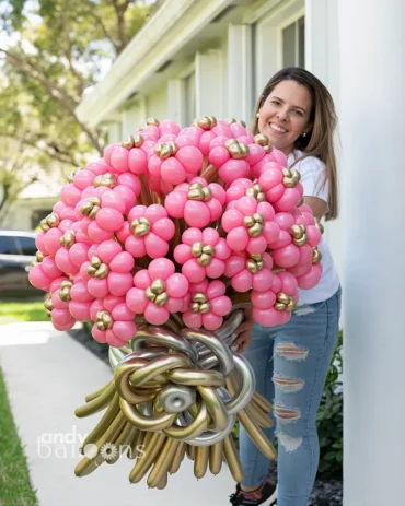 Large balloon flower bouquet with colorful handcrafted balloon blooms