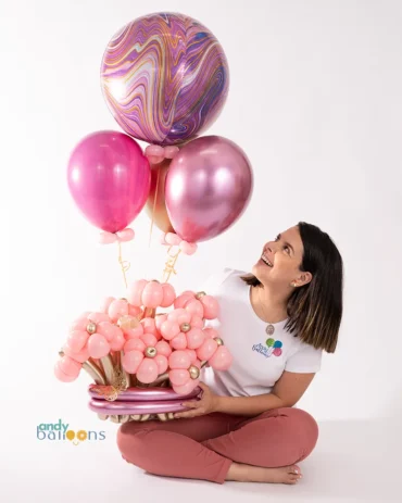 Luxury balloon flower arrangement from the Prestige collection, customizable in various colors for birthdays, surprises, or special occasions