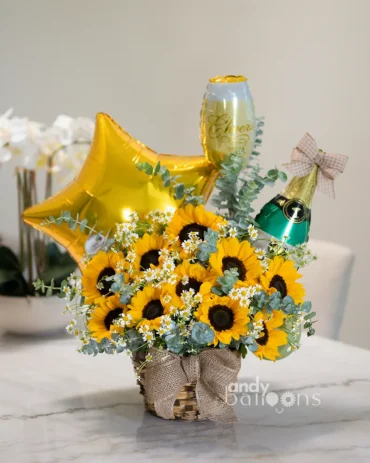 Sunflower arrangement perfect for any celebration, available for delivery to brighten someone's day with sunshine and warmth