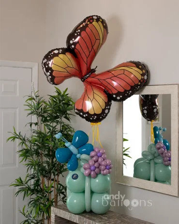 Butterfly-themed balloon arrangement with colorful balloons for gifting any occasion