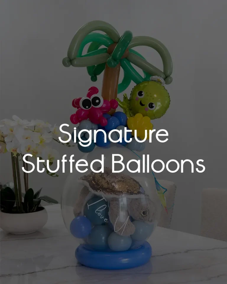 Stuffed balloon featuring a plush dinosaur toy with a dinosaur-themed design, perfect for kids’ birthdays or celebrations